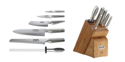 Global Classic Kabuto Knife Block Set Plus Sharpener