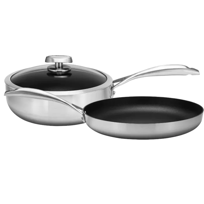 Denmark Tools for Cooks 3-Piece 9.5-in Stainless Steel Cooking Pan with Lid  in the Cooking Pans & Skillets department at