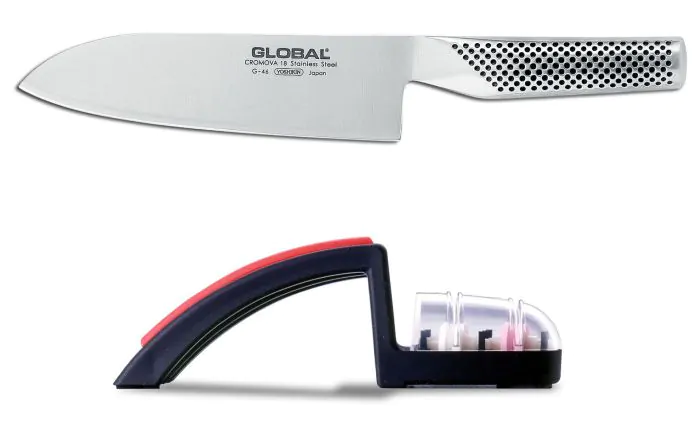 Global Knives 8 Chef's Knife (G-2) with 220/GB Knife Sharpener Set 